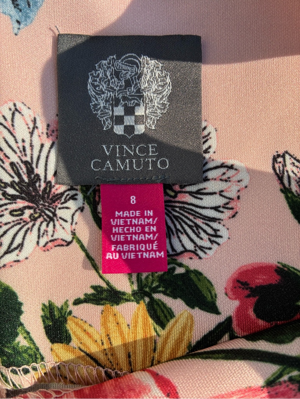 Vince Camuto Blush Pink Floral Fit-and-Flare Scuba knit Dress - Picture 3 of 9